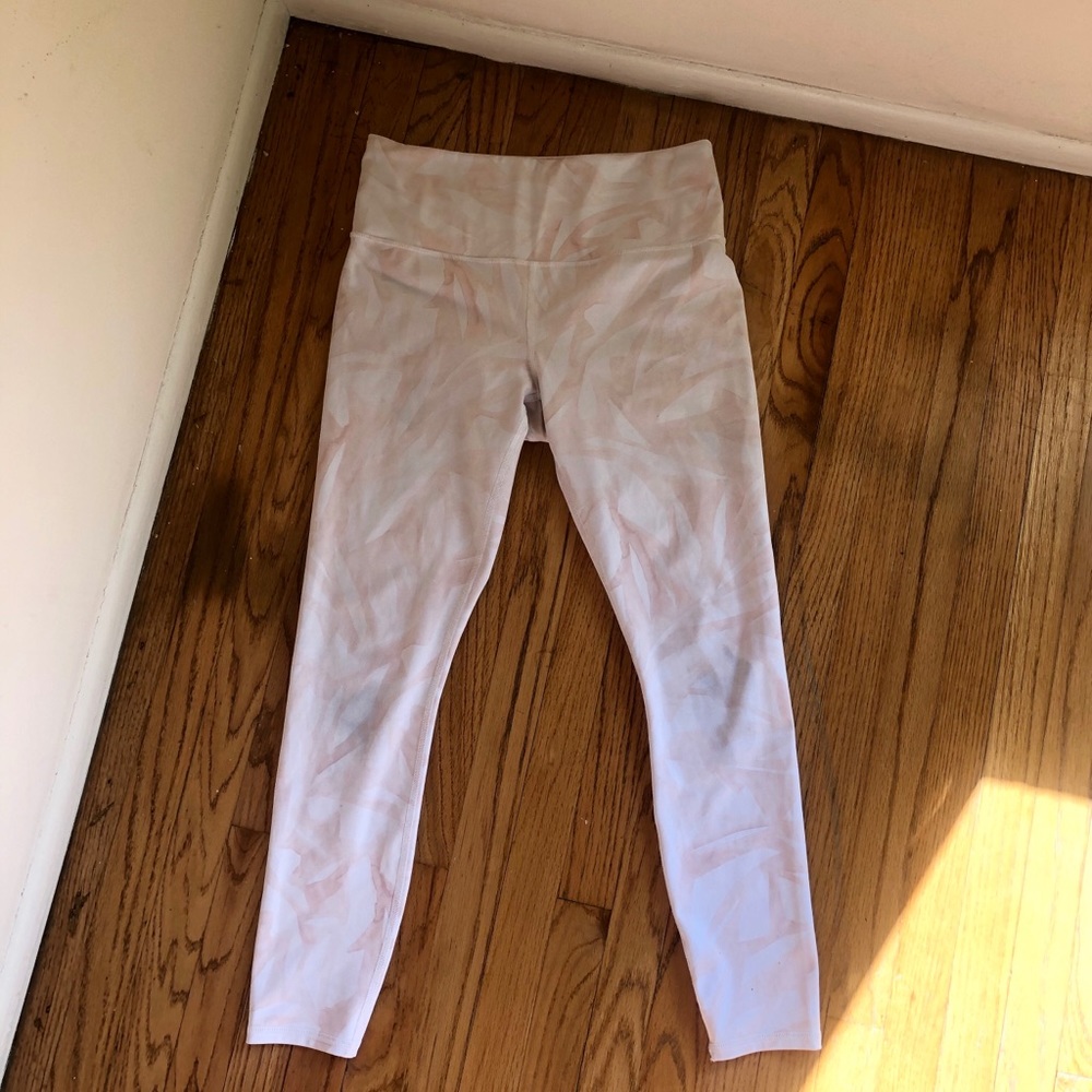 Athleta Pink / White Yoga Pants, Size Medium